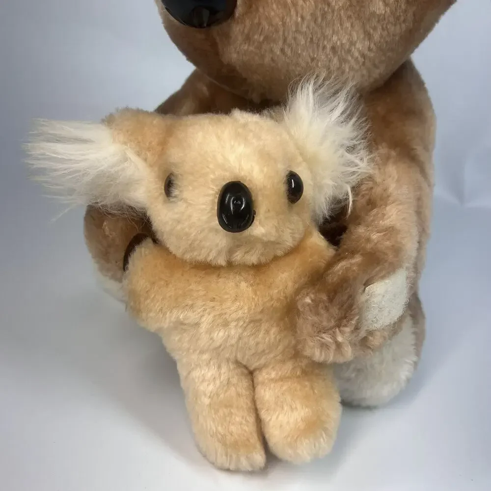 Vintage 1980s Koala Bear Mama & Baby Plush Animal California Stuffed Toys 11”